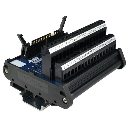 Asi 34 Pin Ribbon Cable Breakout Board, DIN Rail Mount 34 Pin IDC Connector To Screw Terminal Blocks 10005